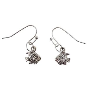 Tiny Silver Fish Drop Earrings